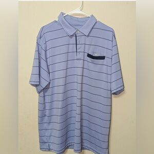 Bolle Men's Dry Tech Blue and Navy Blue Striped Golf Shirt